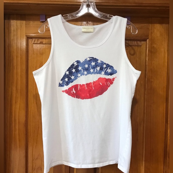 Bobbie Brooks Tops - Bobbie Brooks Graphic Tank Top Shirt
Lips American Flag Stars Red White & Blue
